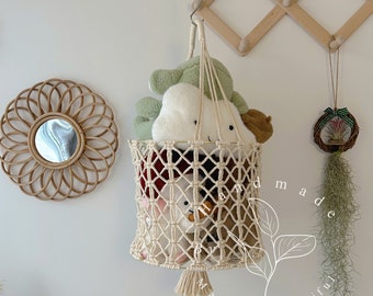 Hanging fruit basket Stuff animal storage basket Macrame fruit hammock Toy storage Hanging basket Kitchen storage, obstkorb hängend