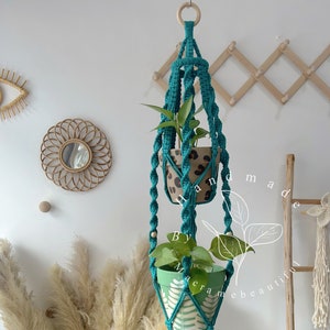 Colgador de plantas de macramé doble Maceta colgante grande Colgador de plantas de interior Soporte para plantas colgantes Colgador de plantas grande Regalo para amantes de las plantas, Boho