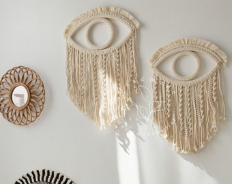 Decoración de la pared del mal de ojo Macrame pared del mal de ojo colgando Gran mal de ojo atrapasueños Boho arte de la pared Regalos de bienvenida Protección de la casa