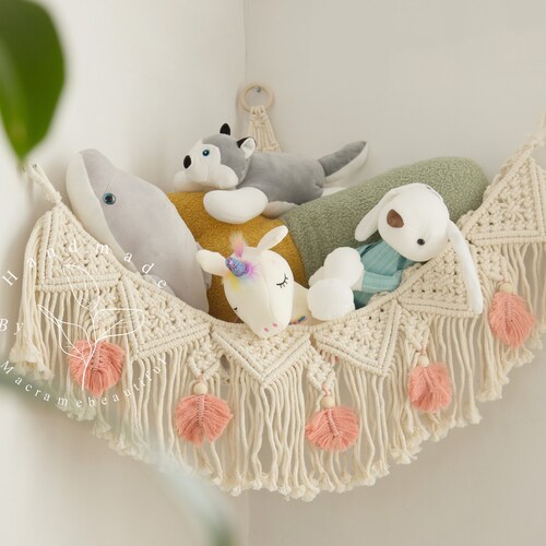 Macrame Toy Hammock Crochet Corner Hammock Stuffed Animal - Etsy Macrame Toy Hammock Crochet Corner Hammock Stuffed Animal - Etsy