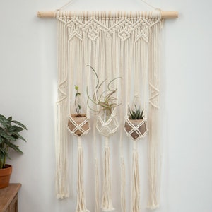 Macrame wall hanging Macrame plant hanger Triple rope hanging planter Wall planter woven tapestry Boho bedroom, nursery decor Gifts for her