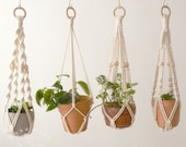 Macrame plant hanger no tassel, Hanging planter no tail, Indoor garden decor, Plant holder, Short rope planter, Plant lover gifts Boho decor