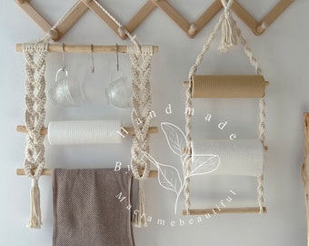 Porte-serviettes en papier macramé Porte-serviettes de cuisine Cintre mural pour essuie-tout Rangement du papier toilette Porte-rouleau de papier toilette cadeaux pour elle