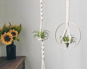 Macrame air plant holder, cotton air plant hanger, air plant display hanging planter, tillandsia hanger, cute wall planter boho modern gifts