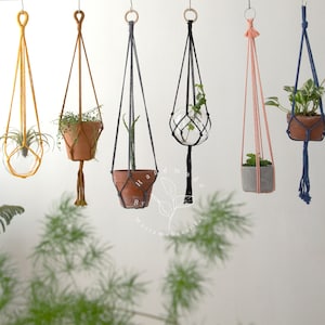 Macrame plant hanger no tassel Hanging planter Wall planter no tail Indoor garden decor Simple plant hanger no fringe Plant holder Boho