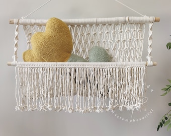 Macrame toy hammock Toy storage Stuffed animal storage Hanging storage net Boho nursery decor Baby shower gift, Kids room organization