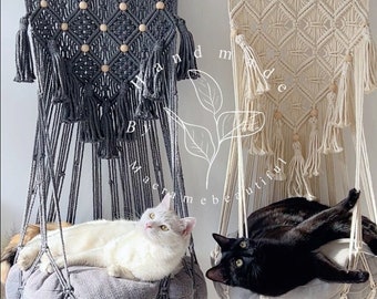 マクラメ猫用ハンモック 吊り下げ式猫用ベッド 猫用ツリー 猫用 マクラメ猫用ハンモック 吊り下げ式猫用ベッド 猫用ツリー 猫用