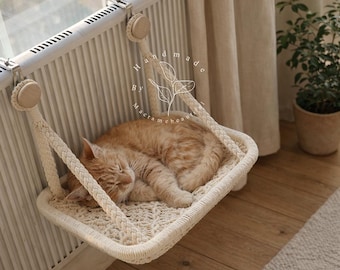 Radiator cat bed Cat Heater bed Hanging cat hammock Cat window perch Cat wall shelf Boho cat furniture Gifts for her Cat lover gifts
