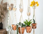 59 39 39 extra long large double 2 tier macrame plant hangers, wall hanging planter indoor outdoor, pot holder rope crochet ceiling plant holder