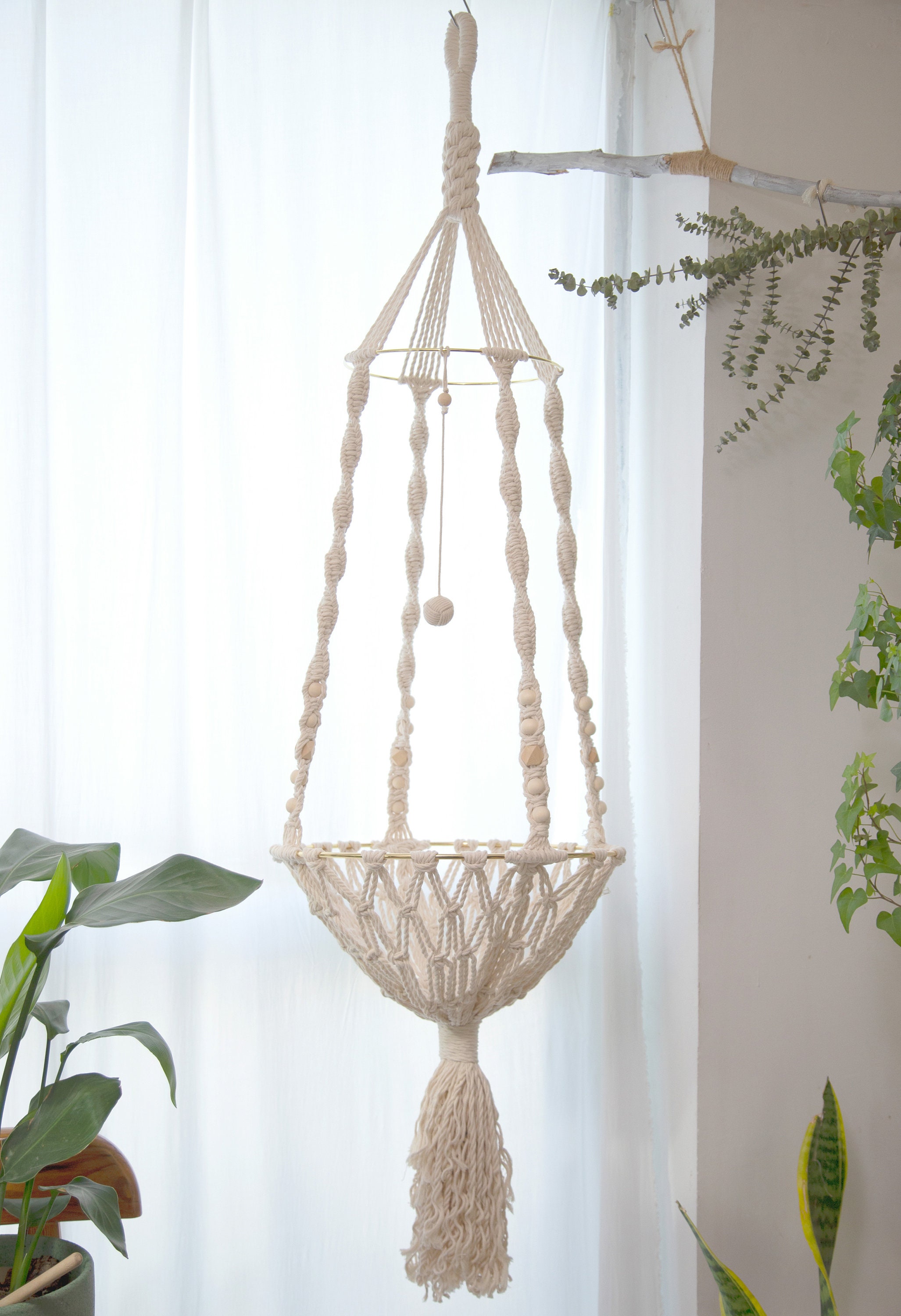 Macrame Cat Hammock Woven Hanging Dog Bed Macrame Wall Cat Swing