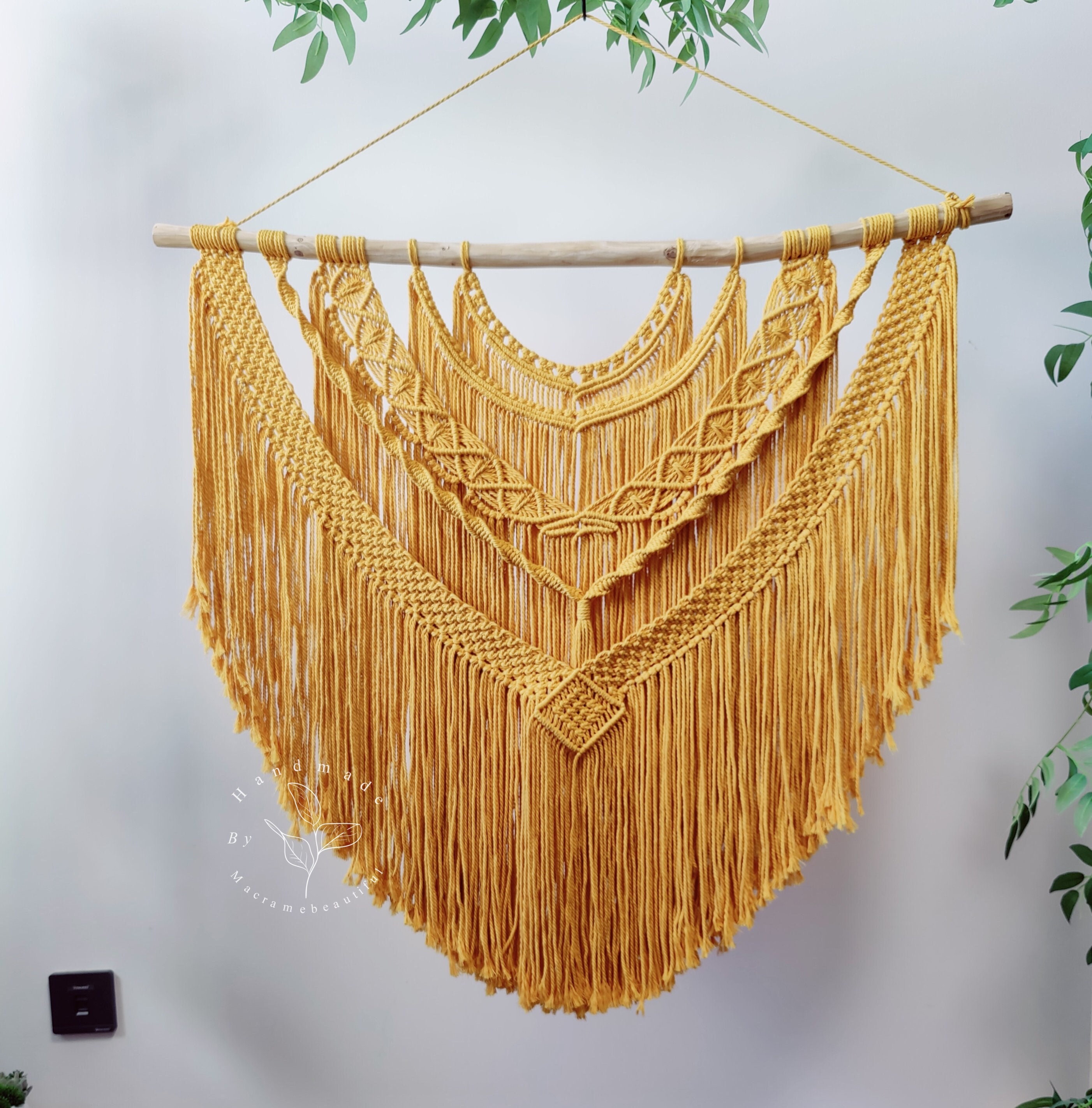 Macrame Wall Hanging Large Woven Tapestry Over the Bed Headboard