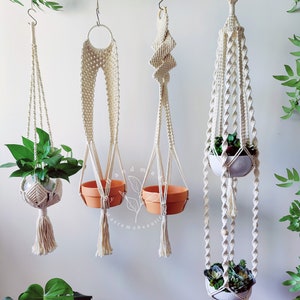Großer Pflanzenhänger, Makramee-Pflanzenhalter, hängender Topflappen, Makramee-Topflappen, Boho-Pflanzenhalter, Makramee-Übertopf, Geschenk für Pflanzenliebhaber