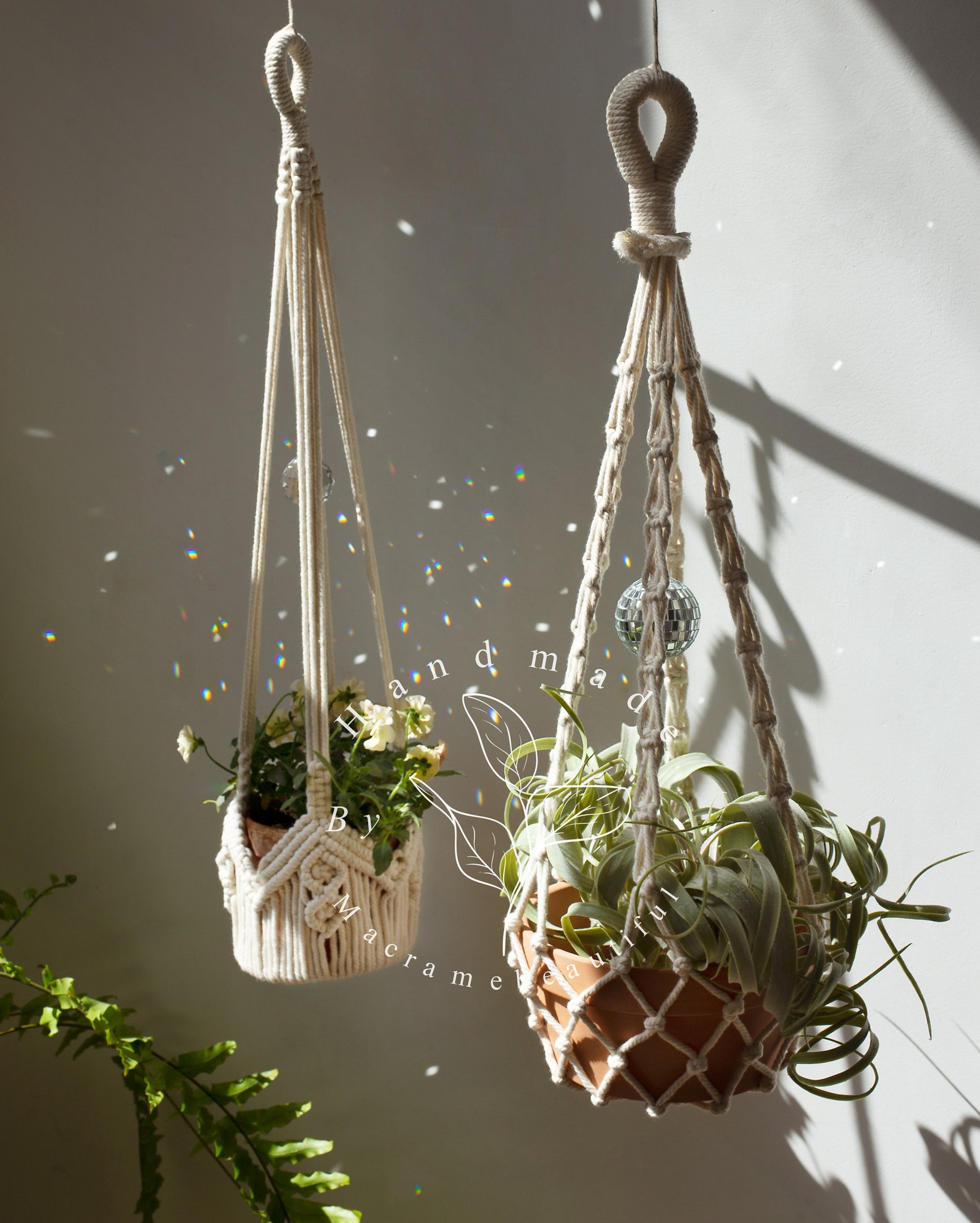 Macrame Plant Hanger No Tassel Hanging Planter Indoor Suncatcher