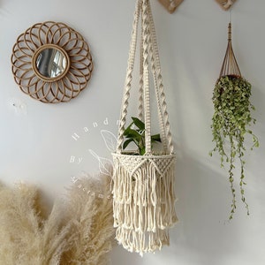 Large macrame plant hanger with fringe Indoor plant hanger Large hanging planter Wall planters Plant lover gift Bohemian home decor