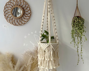 Large macrame plant hanger with fringe Indoor plant hanger Large hanging planter Wall planters Plant lover gift Bohemian home decor