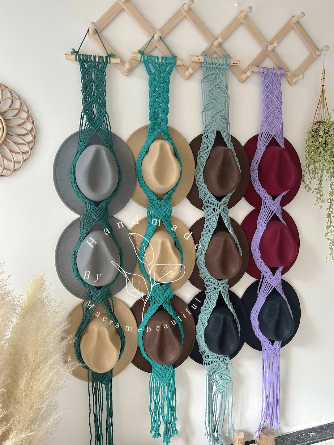 Macrame Hat Hanger Cowboy Hat Rack Macrame Hat Holder Hat Hanger for ...