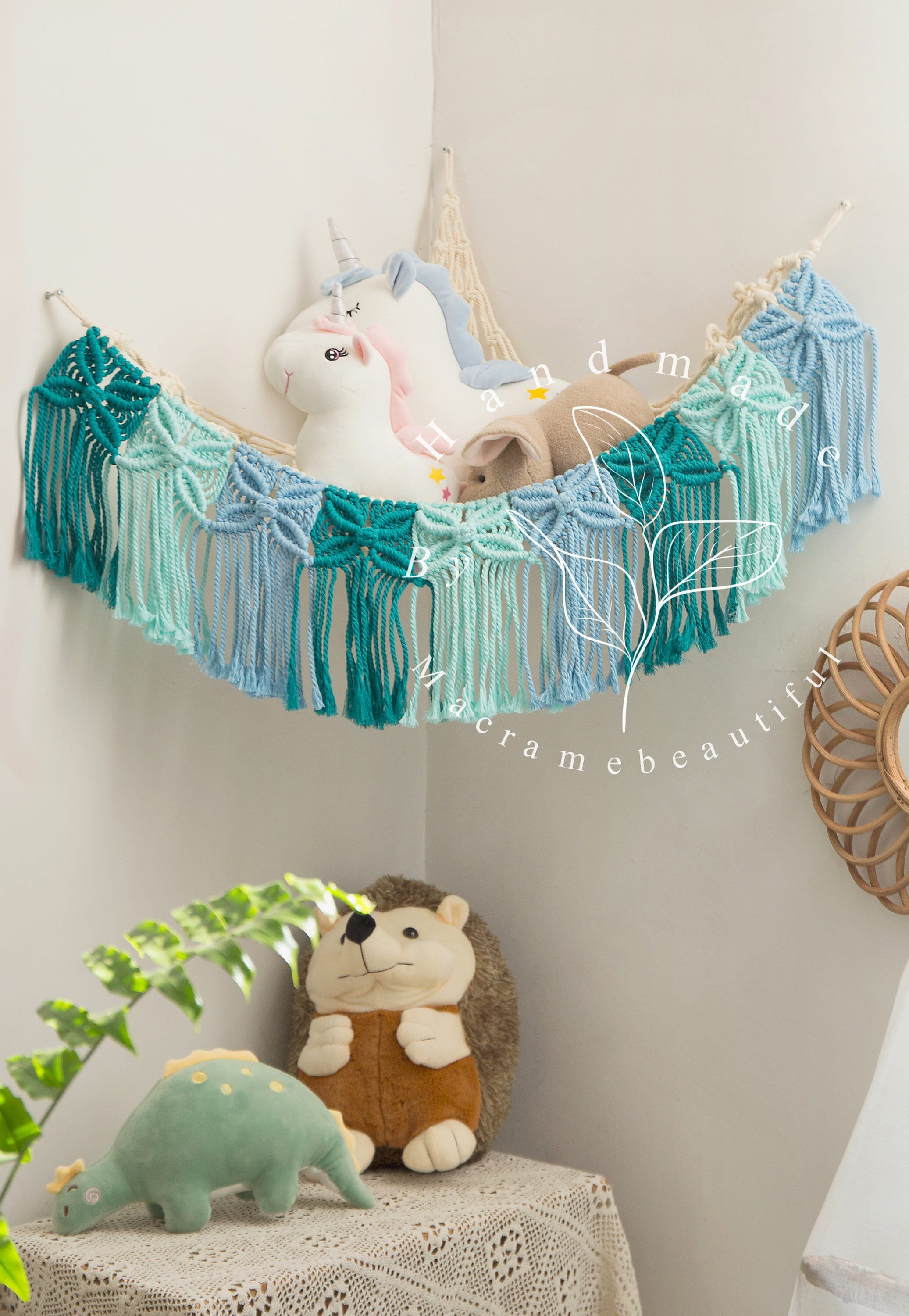 Toy hammock Stuffed animal storage Stuffed animal hammock Corner toy hammock Toy storage Boho nursery decor, Baby shower gift