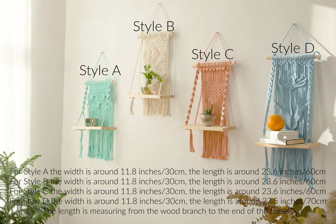 Hanging shelf Macrame wall shelf Rope plant shelf Small | Etsy