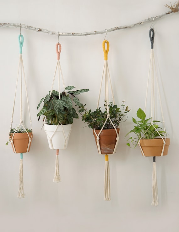 Hanging Planter Basket Handmade Pot Holder Home Decor Plant Hanger Rope Braided Hanging Planter Basket Handmade Pot Holder Home Decor Plant Hanger Rope Braided