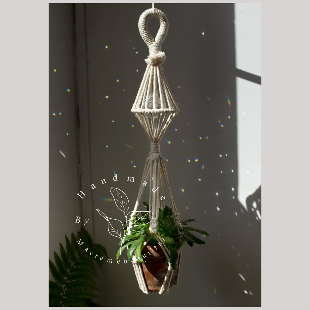 Crystal Suncatcher Macrame Plant Hanger Hanging Disco Ball Planter