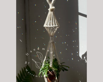 Cintre en cristal en macramé, attrape-soleil, jardinière suspendue en forme de boule disco, jardinière en arc-en-ciel