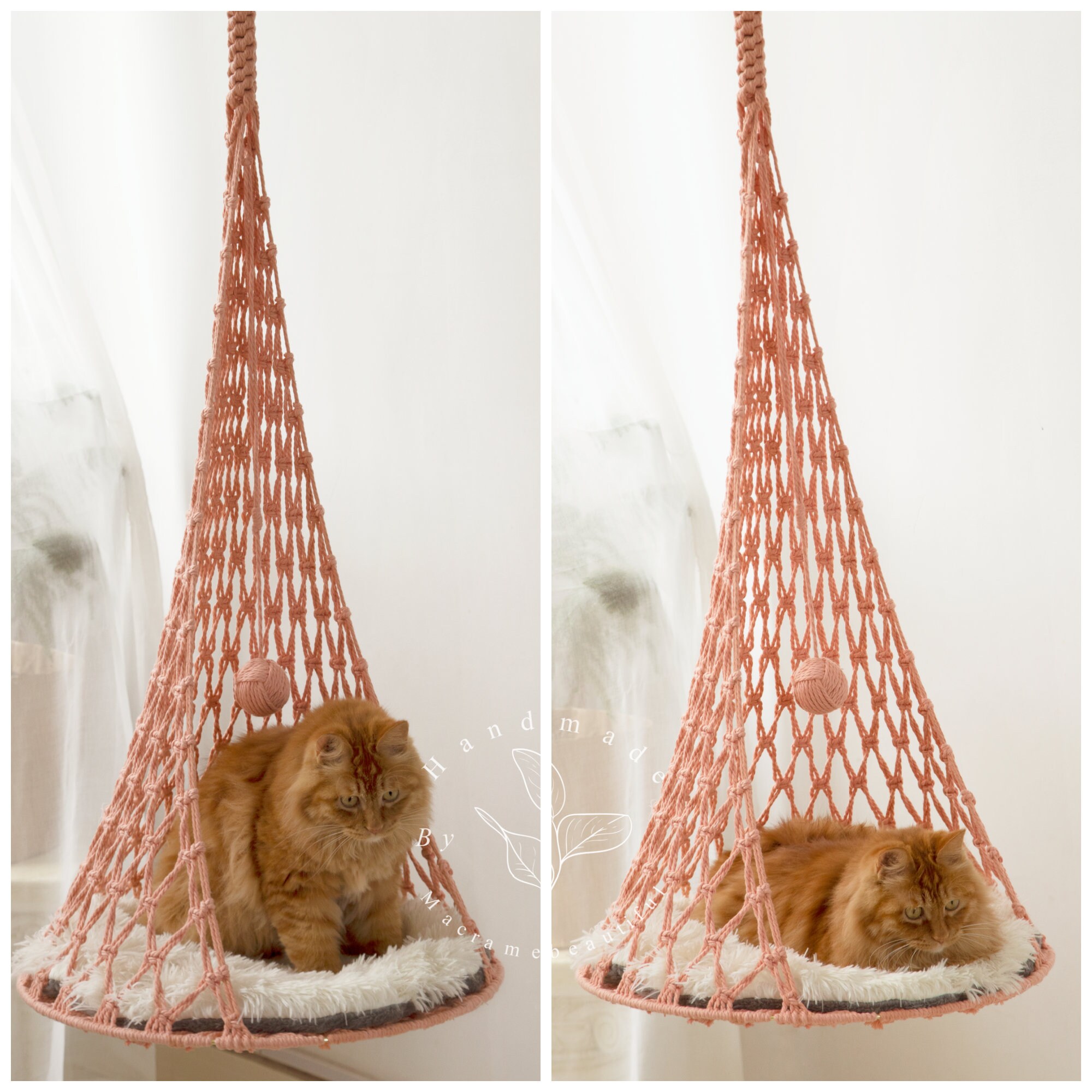 Macrame cat bed Cat hammock Cat tree Cat wall furniture Etsy