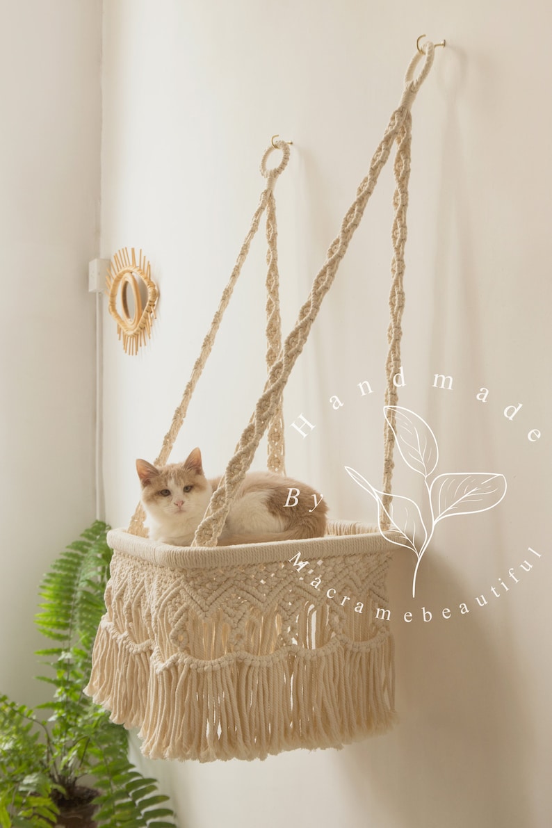 Cat Bed Cat Tree Cat Wall Furniture Macrame Cat Hammock Etsy