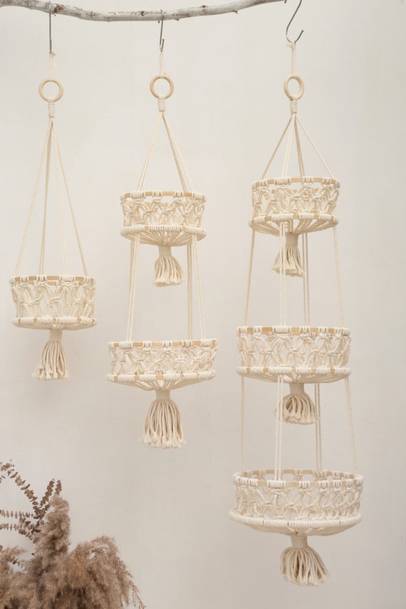 Hanging fruit basket Fruit hammock Macrame hanging basket Produce storage Rope plant hanger Toy storage, obstkorb hängend, Boho home decor