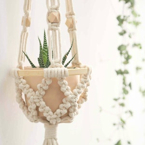 Macrame plant hanger Small wall planter indoor Decorative rope crochet ceiling mini pot holder Boho decor Plant lover gifts Gifts for her