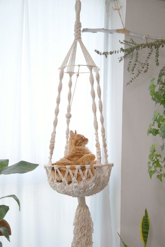 Macrame cat hammock Woven hanging dog 