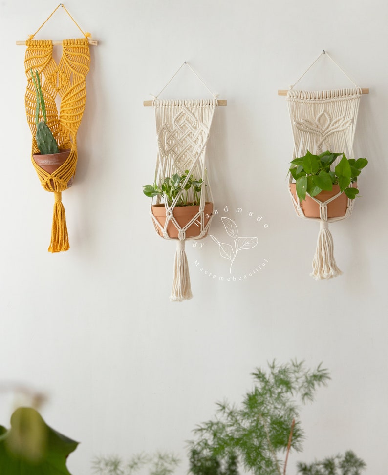 Large macrame plant hanger Hanging planter Boho wall decor Wall planter Hanging plant decor Plant holder indoor, Plant lover gifts image 3