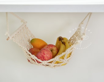 Macrame Fruit Hammock Under Cabinet Tier Hanging Fruit Basket