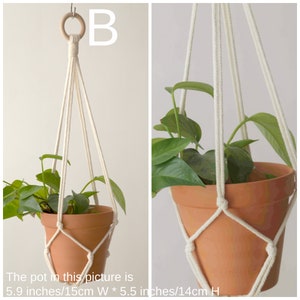 Simplistic and chic 'B' style macrame plant hanger created by Macramebeautiful, holding a terracotta pot, ideal for minimalist or bohemian interior design themes