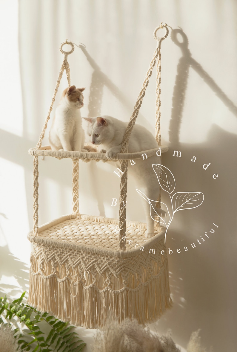 Cat Bed Cat Tree Cat Wall Furniture Macrame Cat Hammock Etsy