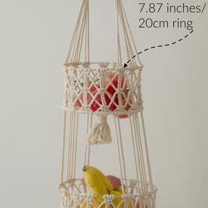 Hanging fruit basket Fruit hammock Macrame hanging basket Produce storage Rope plant hanger Toy storage, obstkorb hängend, Boho kitchen image 5