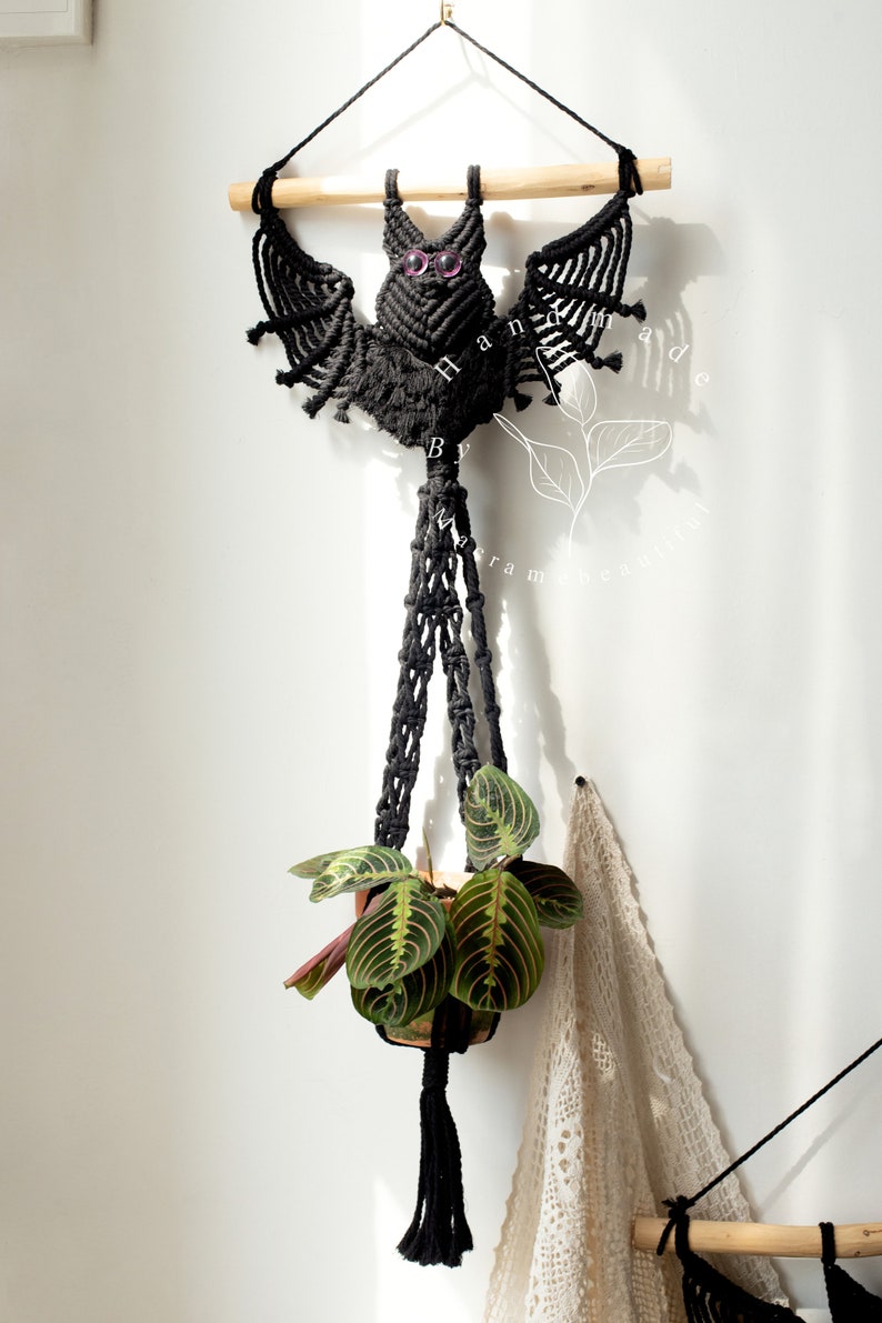 Macrame Bat Plant Hanger Macrame Bat Wall Hanging Dark Academia Gothic ...