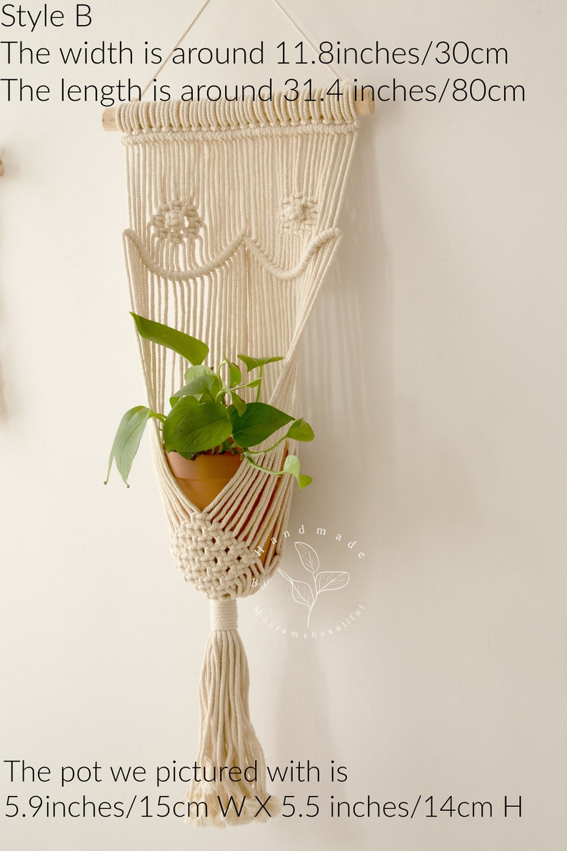 Large macrame plant hanger Hanging planter Boho wall decor Wall planter Hanging plant decor Plant holder indoor, Plant lover gifts Style B