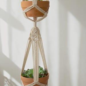 Macrame plant hanger Large hanging planter Indoor garden decor Double plant hanger Macrame planter Rope plant hanger, Plant lover gift image 16