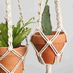 Black Macrame Plant Hanger Rope Hanging Planter for Indoor Plants Crochet Ceiling or Window Planter Pot Holder Simple Boho Plant lover gifts image 4