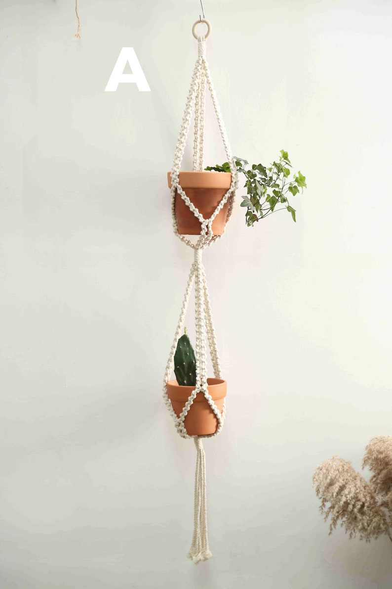 Double macrame plant hanger