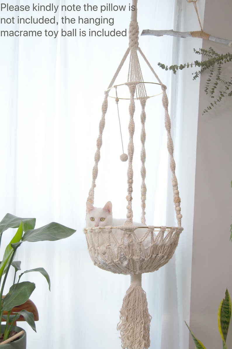 Macrame cat hammock Woven hanging dog bed Macrame wall cat ...