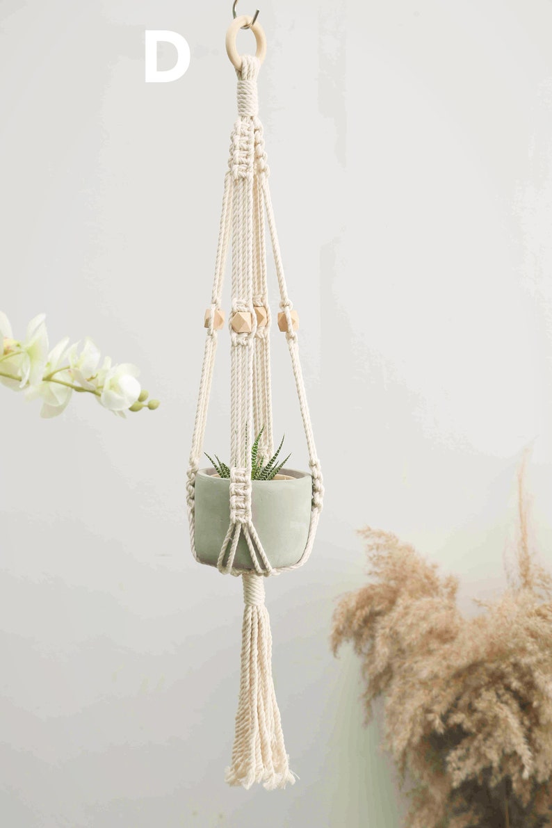 Macrame plant hanger Hanging planter Indoor garden decor Wall planter Small pot holder, Macrame planter Rope planter Boho Plant lover gifts image 7