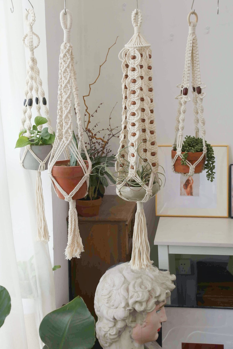 Macrame plant hanger Hanging planter Large wall planter indoor Plant pot holder Rope crochet ceiling planter Boho decor Gifts for her image 9