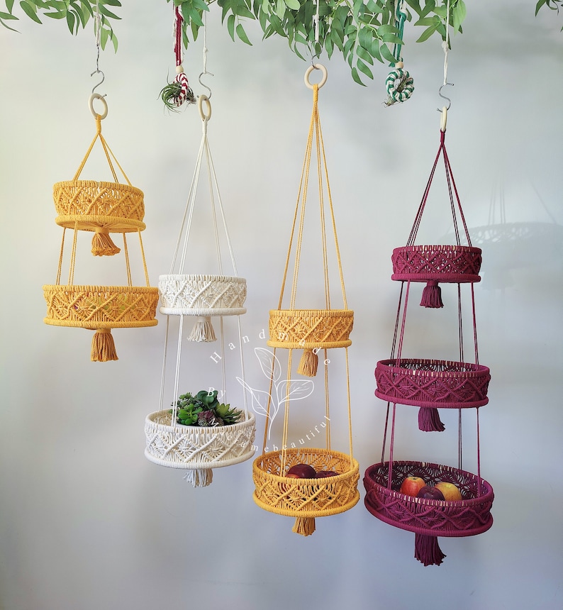 Hanging Fruit Basket Vegetable Hammock Wall Basket Kitchen Etsy