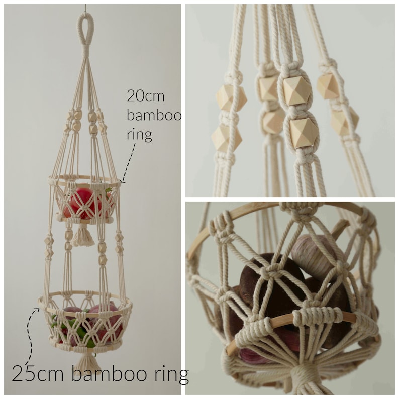 Hanging Fruit Basket Fruit Hammock Macrame Hanging Basket Etsy