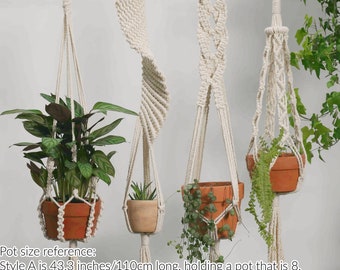 Suspension Macramé Pour Plantes - Porte-Pot Bohème En Corde De Jute Naturelle, Décoration Intérieur & Extérieur