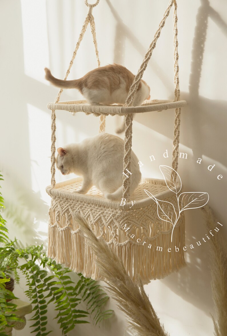 Cat Bed Cat Tree Cat Wall Furniture Macrame Cat Hammock Etsy