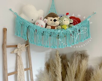 Contenitore per Giocattoli, Amaca Boho in Macramè a 2 Strati