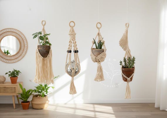 rattan hanging plant Anathi Hanging Planter Stand – Bamboopecker main image 0