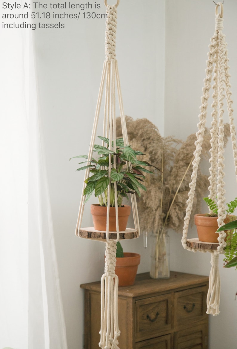 Macrame plant hanger Hanging shelf plant shelf Large Etsy